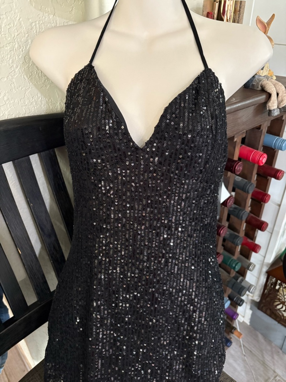 Forever 21 Black Sequin Halter Mini Dress - Picture 2 of 5